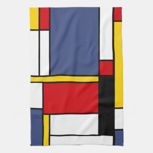 Mondrian Style Modern Abstract Art Design Tea Towel