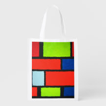 Mondrian Style Orange Green Blue Fuzzy Abstract