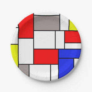Mondrian style paper plate