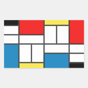 Mondrian Style Rectangular Sticker