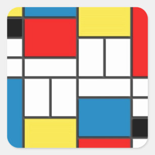 Mondrian Style Square Sticker