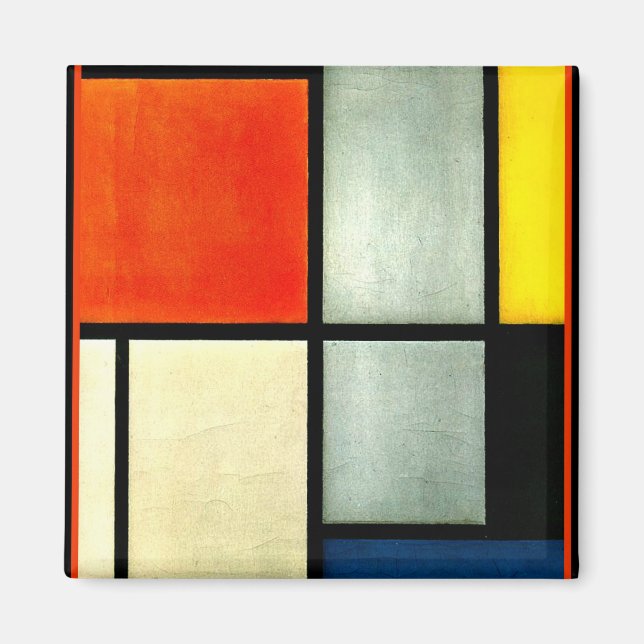 Mondrian - Tableau 3 with orange, red, yellow, Magnet (Front)