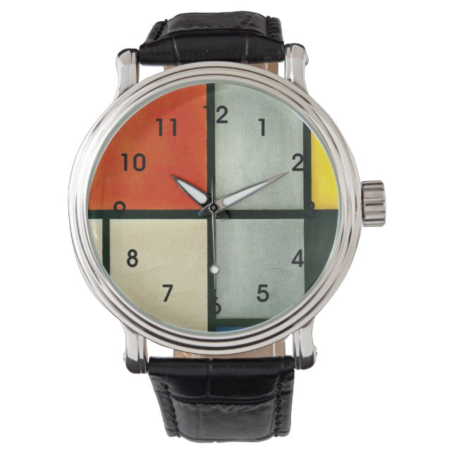 Mondrian - Tableau 3 with Orange-Red, Yellow... Watch (Front)