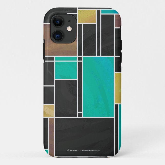 Mondrian Teal Brown Black Print Case-Mate iPhone Case (Back)
