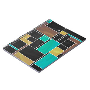 Mondrian Teal Brown Black Print Notebook