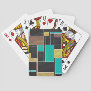 Mondrian Teal Brown Black Print Playing Cards