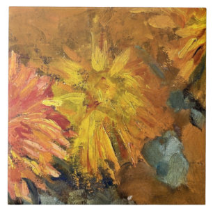 Mondrian - Three Chrysanthemums Ceramic Tile