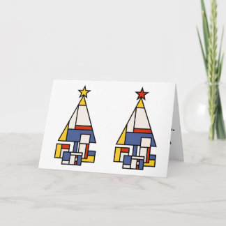 Mondrian Tree in stereo Holiday Card