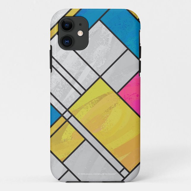 Mondrian Yellow Pink Blue Print Case-Mate iPhone Case (Back)