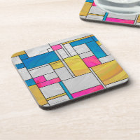 Mondrian Yellow Pink Blue Print