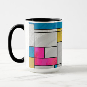 Mondrian Yellow Pink Blue Print Mug