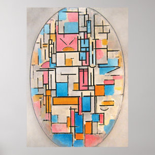 Mondrian's Composition in Oval with Colour Planes  Poster