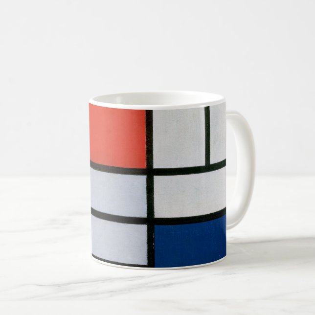 Mondrian's Composition Red, Yellow, Blue, Black Coffee Mug (Front Right)