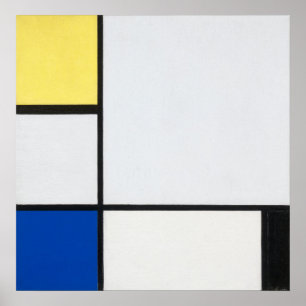 Mondrian's Composition Yellow, Blue, Black, Blue Poster