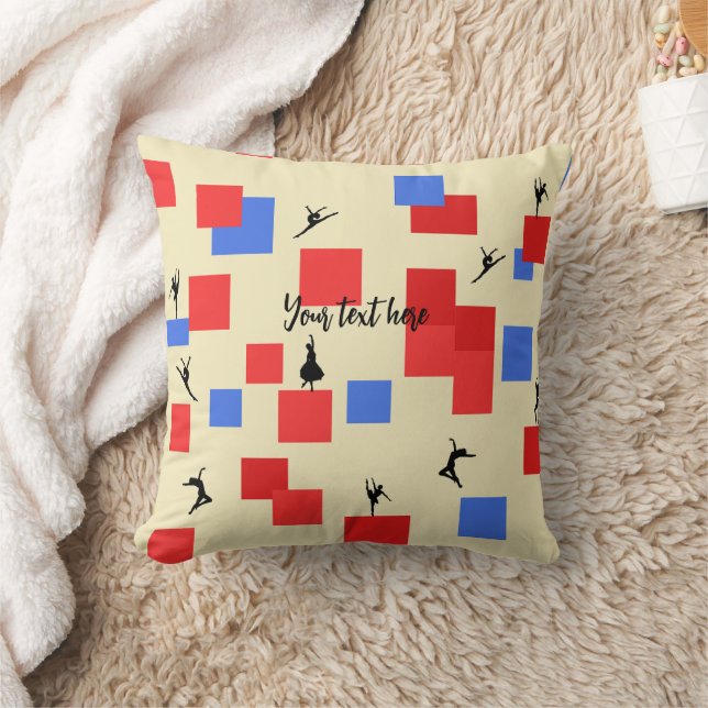 Mondrian's Dancing Cubes Blue Red Light Background Cushion (Blanket)