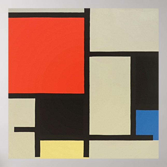 Mondrian's Vibrant Red, Blue & Yellow Masterpiece Poster (Front)