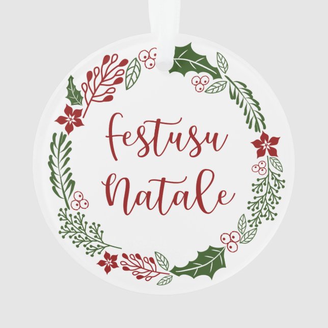 Monégasque Merry Christmas Wreath, Festusu Natale Ornament (Back)