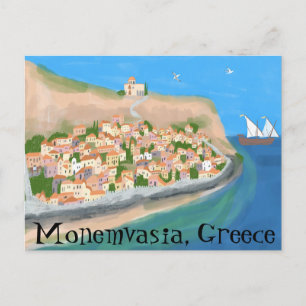 MONEMVASIA GREECE Island Art Travel  Postcard