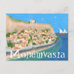 MONEMVASIA GREECE Island Art Travel  Postcard
