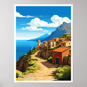 Monemvasia Greece Travel Vintage Illustration Poster