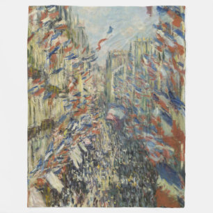Monet 1878 The Rue Montorgueil in Paris Fleece Blanket