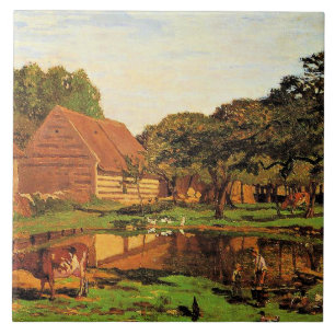 Monet - A Farmyard in Normandy, Ceramic Tile