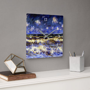 Monet - A Stormy Sea Square Wall Clock