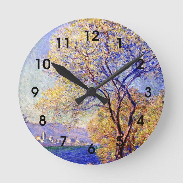 Monet - Antibes Seen from the Salis Gardens,  Round Clock (Front)