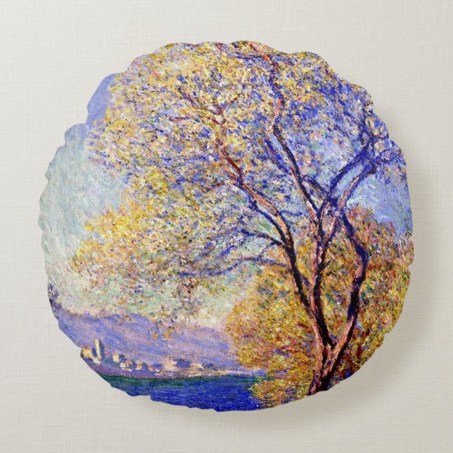Monet - Antibes Seen from the Salis Gardens,  Round Cushion (Front)