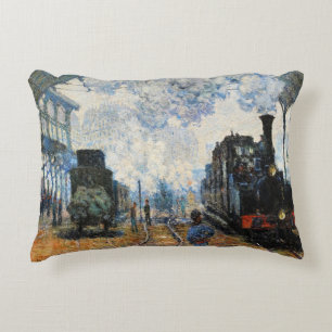 Monet - Arrival of the Normandy Train, Decorative Cushion