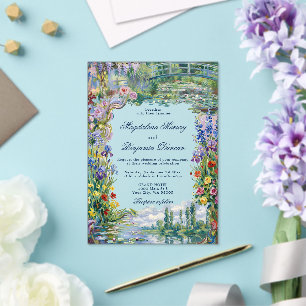 Monet Art Paintings Floral Colourful Garden Weddin Acrylic Invitations