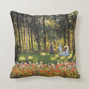 Monet - Artist's Family in the Garden Cushion