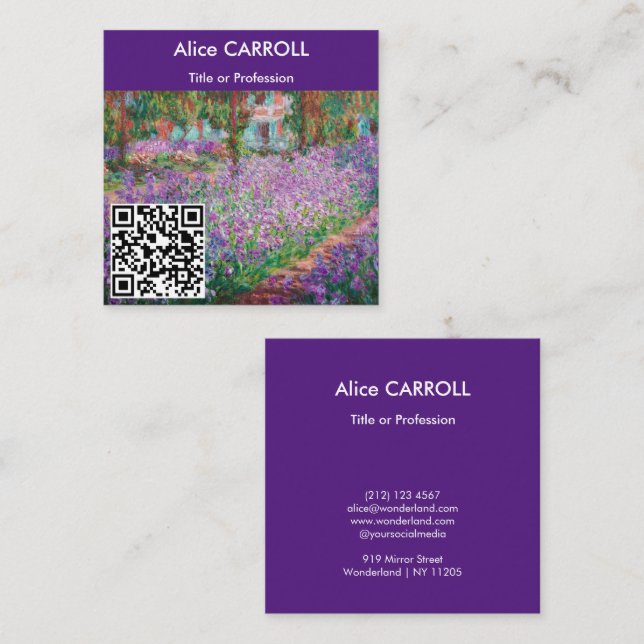 Monet - Artist's Garden at Giverny - QR Code Square Business Card (Front/Back)