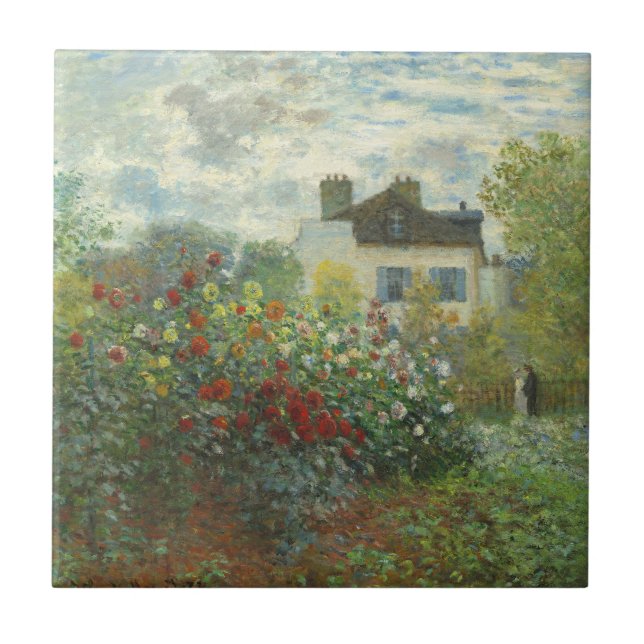 Monet Artists Garden in Argenteuil Painting Ceramic Tile (Front)