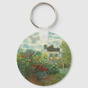 Monet Artists Garden in Argenteuil Painting Key Ring