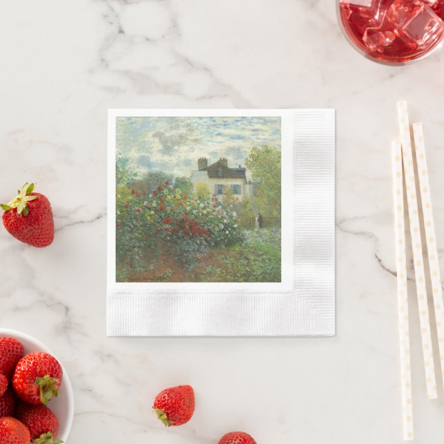 Monet Artists Garden in Argenteuil Painting Napkin (Insitu)