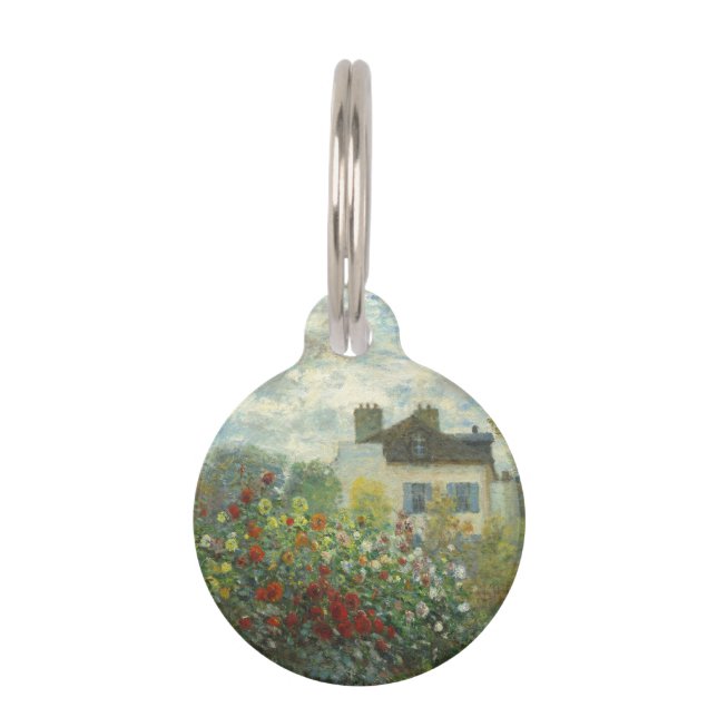 Monet Artists Garden in Argenteuil Painting Pet Tag (Front)