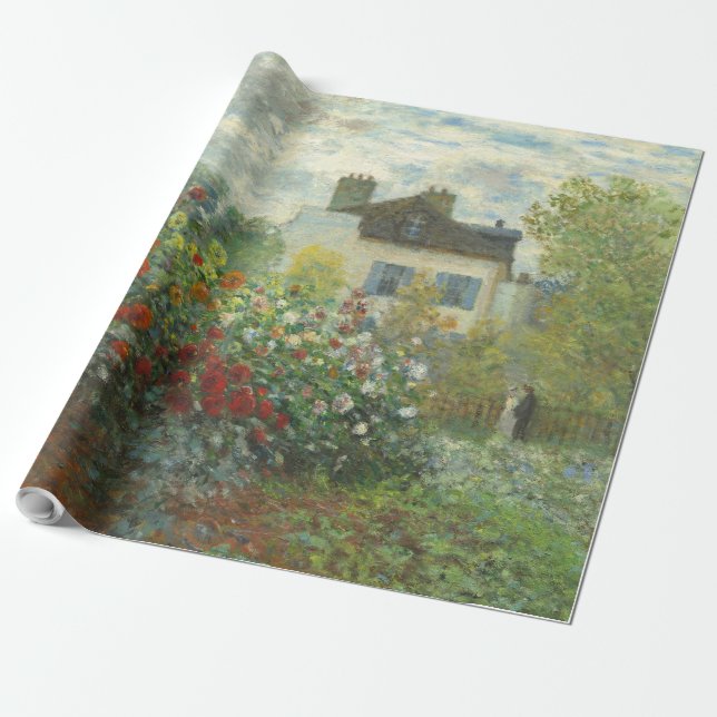 Monet Artists Garden in Argenteuil Painting Wrapping Paper (Unrolled)