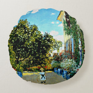 Monet - Artist's House at Argenteuil Round Cushion