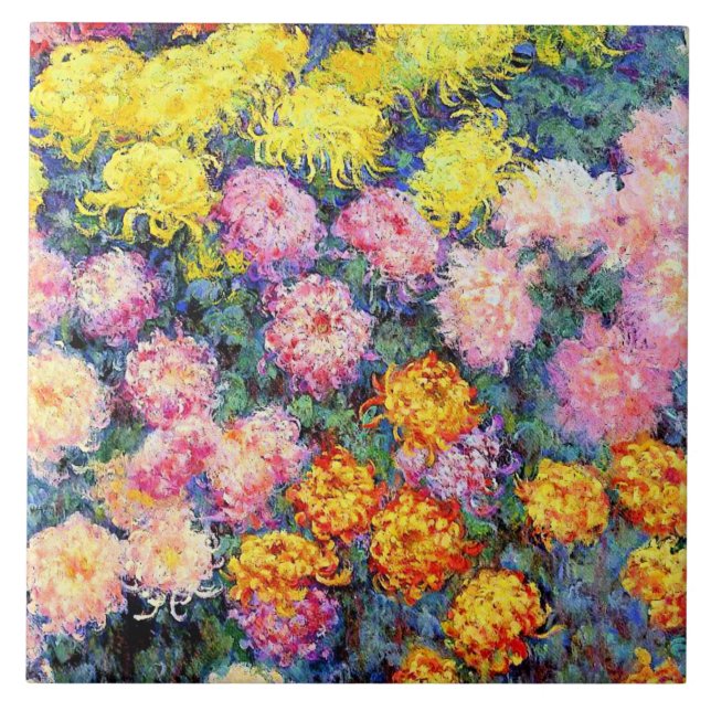 Monet - Bed of Chrysanthemums Ceramic Tile (Front)