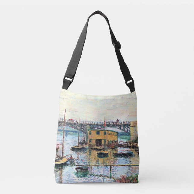 Monet - Bridge at Argenteuil on a Grey Day  Crossbody Bag (Front)