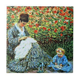 Monet - Camille Monet and Child Ceramic Tile