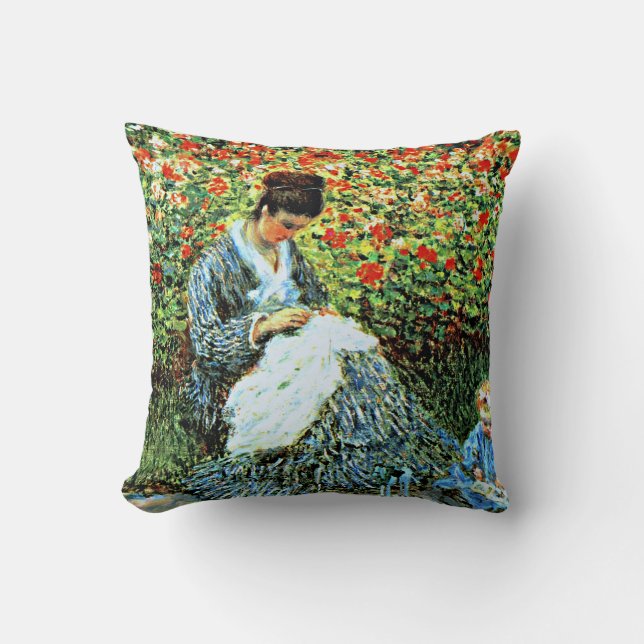 Monet: Camille Monet and Child in Artist's Garden Cushion (Front)