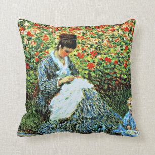 Monet: Camille Monet and Child in Artist's Garden Cushion