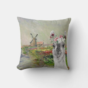 Monet Champ Tulipes and Fancy Llama Cushion