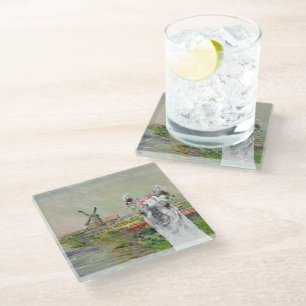 Monet Champ Tulipes and Fancy Llama Glass Coaster