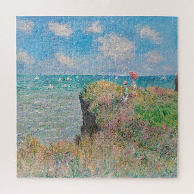 Monet Cliff Walk at Pourvil Impressionist Painting Jigsaw Puzzle (Vertical)