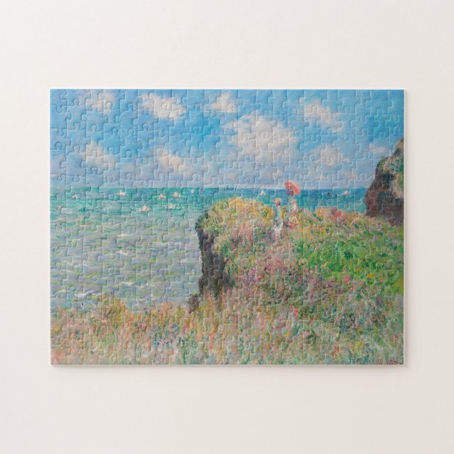 Monet Cliff Walk at Pourvil Impressionist Painting Jigsaw Puzzle (Horizontal)