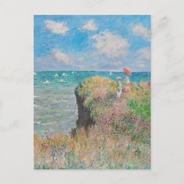 Monet Cliff Walk at Pourvil Impressionist Painting Postcard (Front)