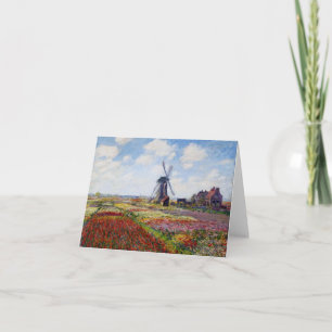 Monet Field of Tulips With Windmill Note Card